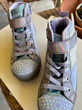 Skechers Twinkle Toes Shuffle Brights Sparkle Wings Light Up Sneakers Size 13